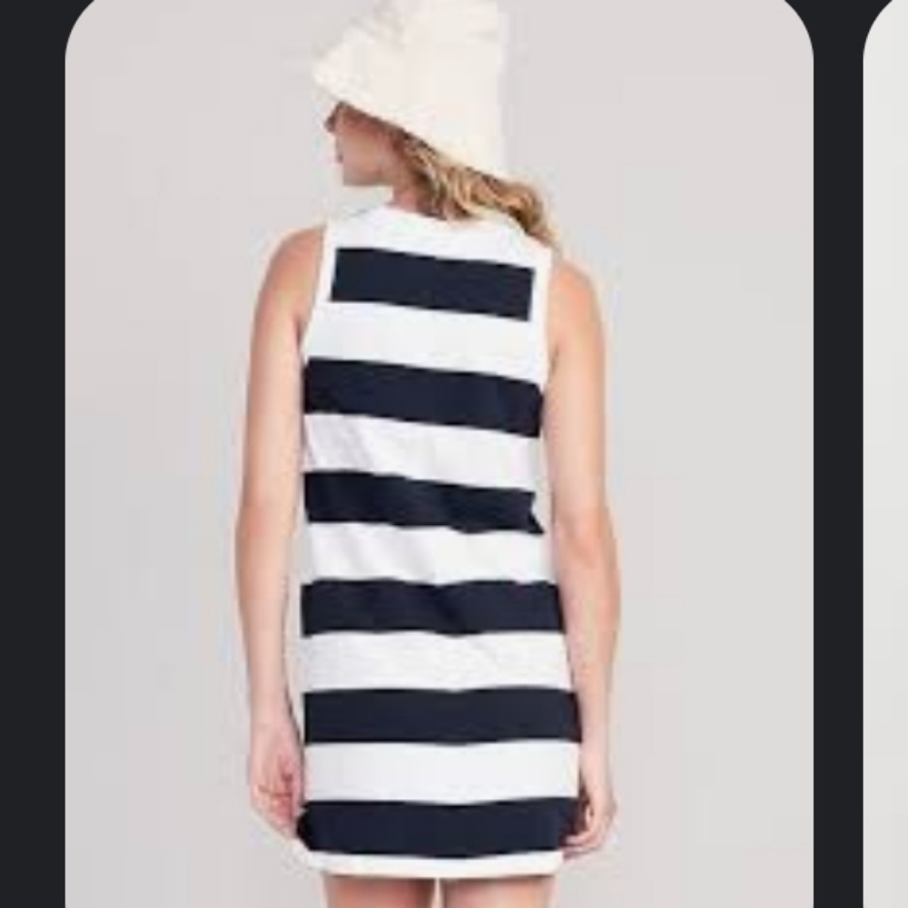 NEW NAUTICAL SLEEVELESS STRIPPED DRESS WITH POCKETS - Picture 7 of 7
